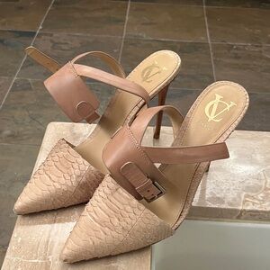 Vince Camuto Tan Textured Heels